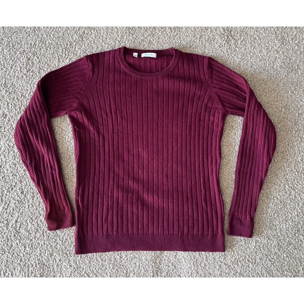 Quiet Luxury‎ Preppy 100% Cashmere Sweater Mens Large Rib Knit Red Academia